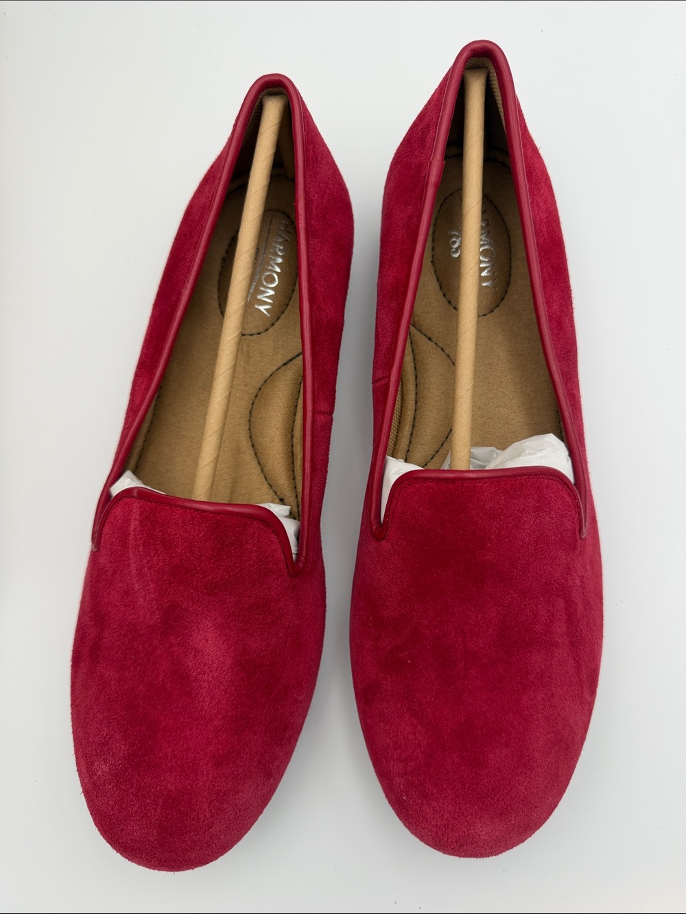 Harmony 783 grounding shoes red suede  leather loafers size 8 NEW